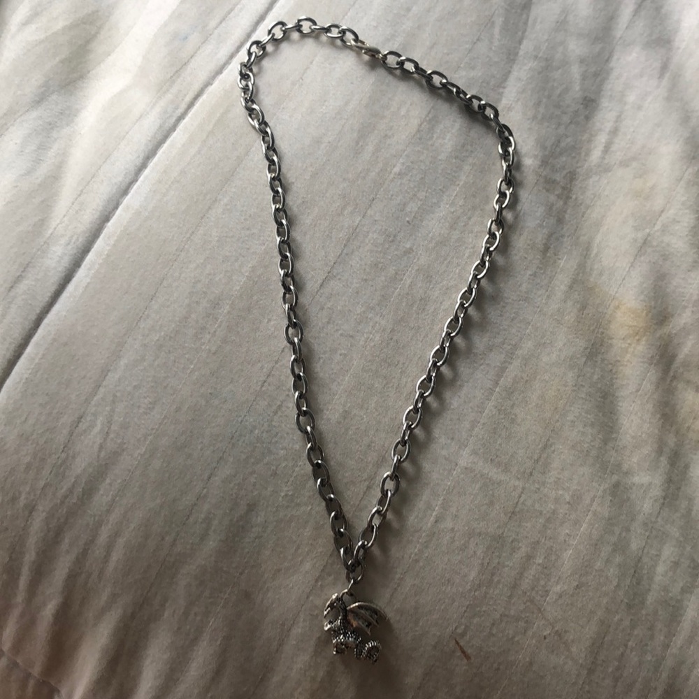 handmade silver dragon necklace
